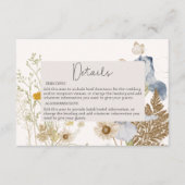 Wildbloemen op crème bruiloft details informatiekaartje (Voorkant)