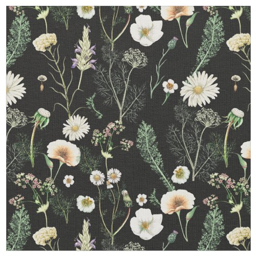 Wildbloemen op Donker Stof (Close Up)