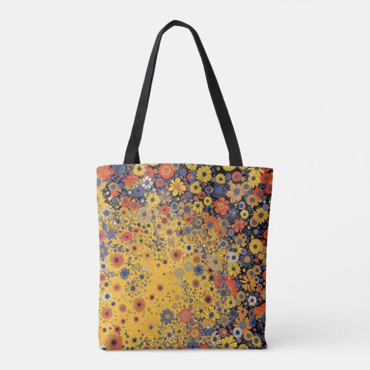 Wildbloemen op gele achtergrond tote bag (Achterkant)