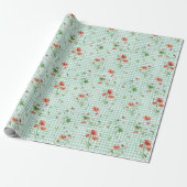 Wildbloemen op Gingham Cadeaupapier (Uitgerold)