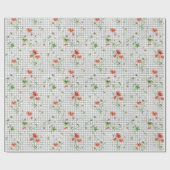 Wildbloemen op Gingham Cadeaupapier (Vlak)