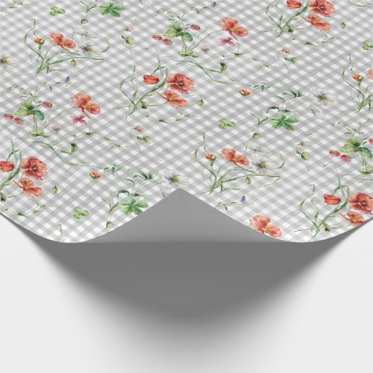 Wildbloemen op Gingham Cadeaupapier (Hoek)