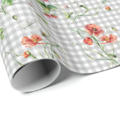 Wildbloemen op Gingham Cadeaupapier (Rol Hoek)