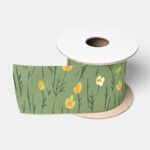 Wildbloemen op groen satijnen lint