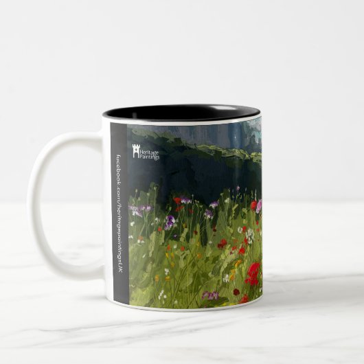 Wildbloemen op het Castle Wentworth, Yorkshire - M Tweekleurige Koffiemok (Links)