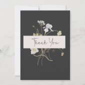 Wildbloemen op houtskool bruiloft bedankkaart (Voorkant)