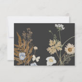 Wildbloemen op houtskool bruiloft QR-code RSVP Kaartje (Achterkant)