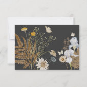 Wildbloemen op houtskool bruiloft save the date (Achterkant)