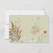 Wildbloemen op Licht Sage Bruiloft Drie Diner RSVP Kaartje (Achterkant)