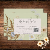 Wildbloemen op Licht Sage Bruiloft QR Code RSVP Kaartje
