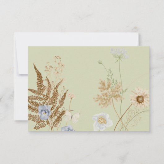 Wildbloemen op Licht Sage Bruiloft QR Code RSVP Kaartje (Achterkant)