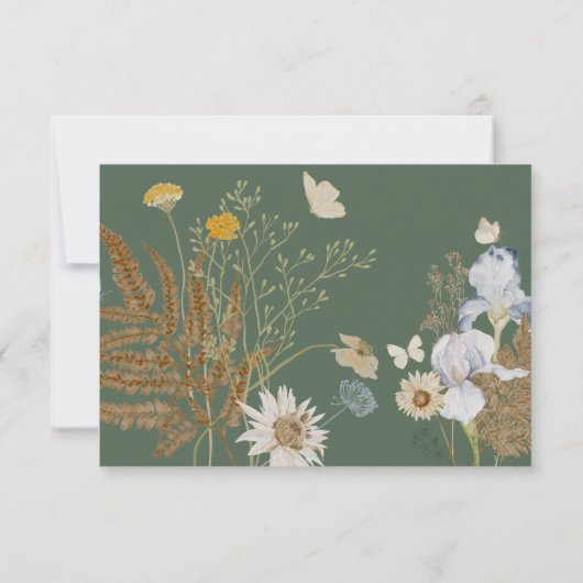 Wildbloemen op Sage Bruiloft Save The Date (Achterkant)