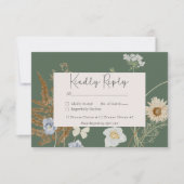 Wildbloemen op Sage Bruiloft Twee Diner RSVP Kaartje (Voorkant)