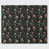 Wildbloemen op zwart cadeaupapier (Vlak)