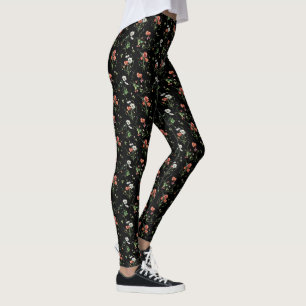 Wildbloemen op zwart leggings