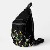 Wildbloemen op zwart sling bag (Rechterhoek)