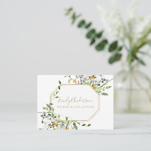 Wildbloemen pastel Elegant hallo kaart Visitekaartje (Staand voorkant)