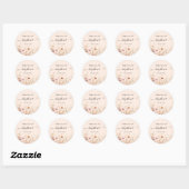 Wildbloemen perzik beige roze baby shower ronde sticker (Vel)