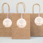 Wildbloemen perzik beige roze baby shower ronde sticker