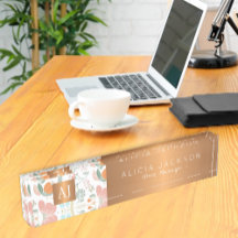 Wildbloemen perzik patroon koper goud monogram