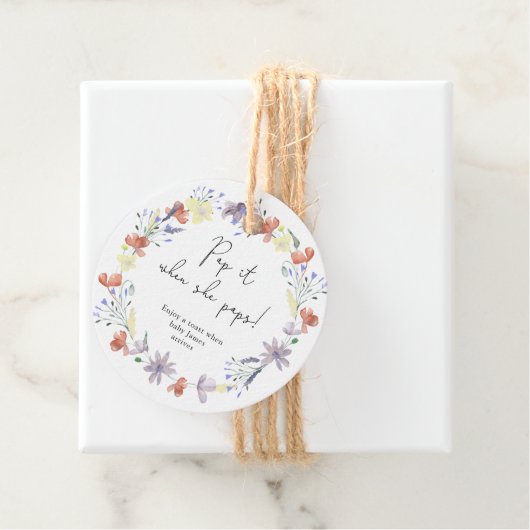 Wildbloemen Pop het als ze baby shower pop Bedankjes Labels (In situ)