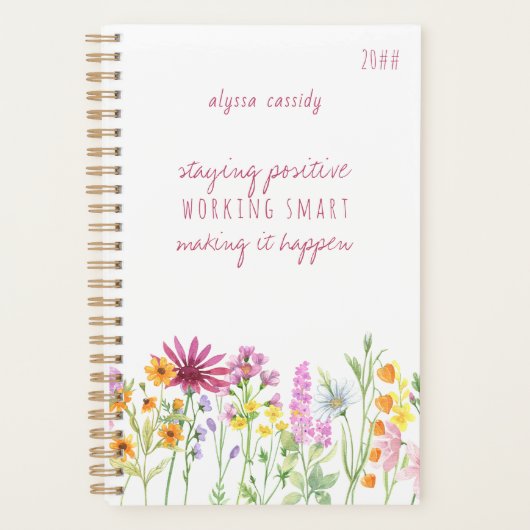 Wildbloemen Positiviteitscijfer Gepersonaliseerd Planner (Voorkant)