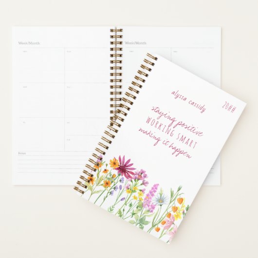  Wildbloemen Positiviteitscijfer Gepersonaliseerd Planner (Display)