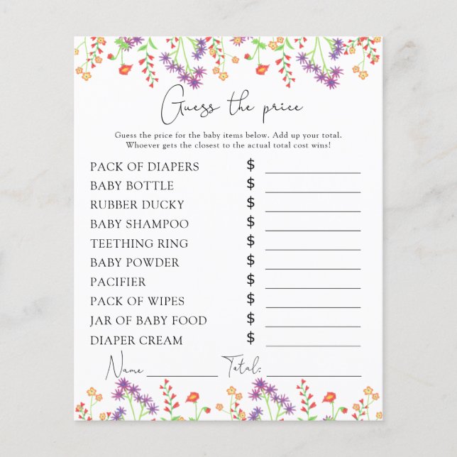 Wildbloemen Prijs Raad spel (Voorkant)