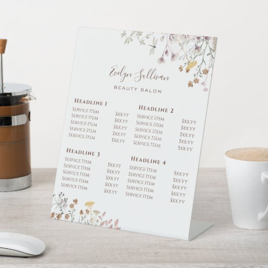 Wildbloemen Prijslijst Pedestal Sign Reclamebord Met Voetstuk (Insitu)