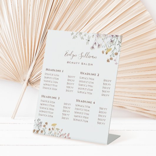 Wildbloemen Prijslijst Pedestal Sign Reclamebord Met Voetstuk