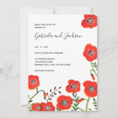 Wildbloemen Rode papaver moderne bruiloft Kaart (Voorkant)