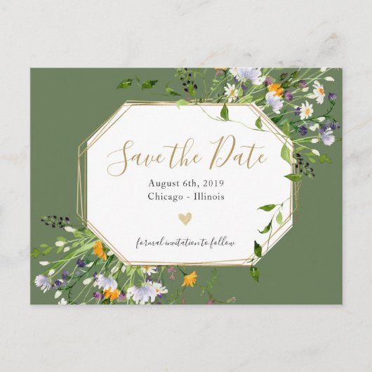 Wildbloemen Romantic, met uitzondering van de datu Aankondigingskaart (Voorkant)