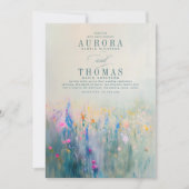 Wildbloemen Romantische elegante bruiloft uitnodig Kaart (Voorkant)