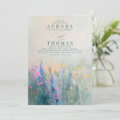 Wildbloemen Romantische elegante bruiloft uitnodig Kaart (Staand voorkant)