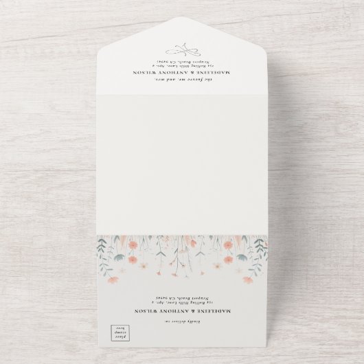 Wildbloemen Romantische Pastels Tuin Party Bruilof All In One Uitnodiging (Buitenkant)