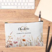 Wildbloemen roze beige monogram naam etui