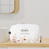Wildbloemen roze beige monogram naam toilettasje