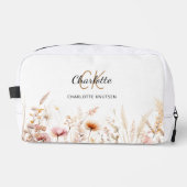 Wildbloemen roze beige monogram naam toilettasje (Voorkant)