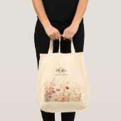 Wildbloemen roze beige monogram naam tote bag (Voorkant (product))