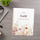 Wildbloemen roze beige naamafspraken 2025 planner<br><div class="desc">Blijf georganiseerd en geïnspireerd met onze gepersonaliseerde Wildflower Meadow Spiral Planner, ontworpen om een vleugje natuur's schoonheid te brengen in uw dagelijkse planning. Perfect voor iedereen die graag zijn schema in stijl houdt, combineert deze planner functionaliteit met een gepersonaliseerde, artistieke touch. Elegante witte achtergrond: De strakke witte achtergrond biedt een...</div>