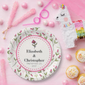 Wildbloemen - Roze en Oranje bloemblaadjes bruilof Papieren Bordje (Feest)