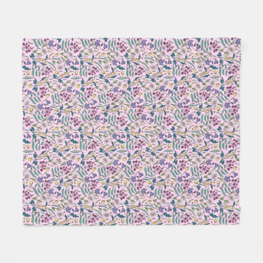 Wildbloemen roze fleece deken, medium deken (Voorkant (Horizontaal))
