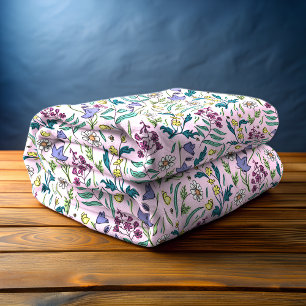 Wildbloemen roze fleece deken, medium deken