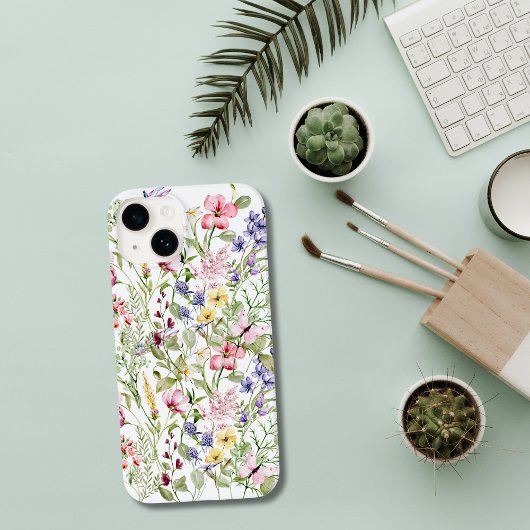 Wildbloemen Roze Paarse geel Bloemen groen Case-Mate iPhone Case