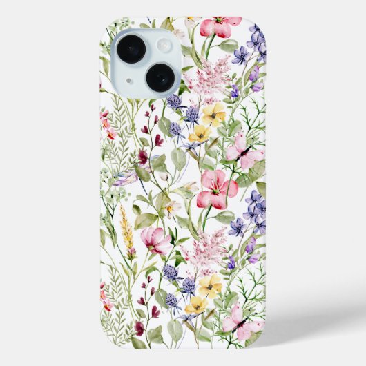 Wildbloemen Roze Paarse geel Bloemen groen Case-Mate iPhone Case (Achterkant)