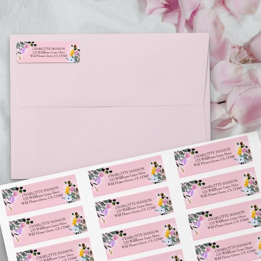  Wildbloemen Roze Return Address Label