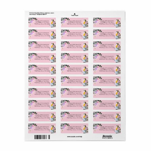  Wildbloemen Roze Return Address Label (Full Sheet)