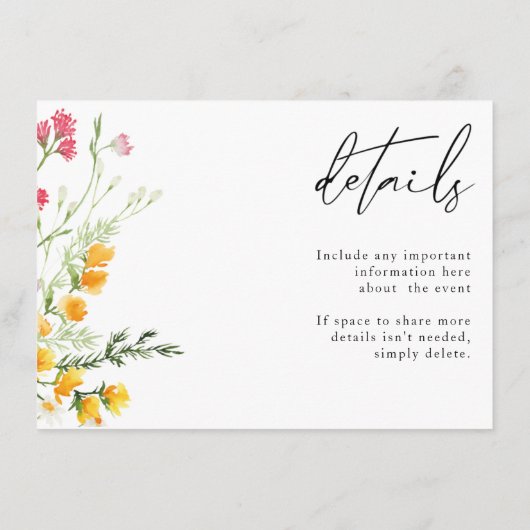 Wildbloemen RSVP Bieden QR CODE Details op rug Informatiekaartje (Achterkant)