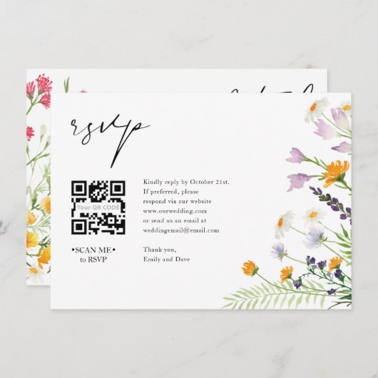Wildbloemen RSVP Bieden QR CODE Details op rug Informatiekaartje (Voorkant / Achterkant)