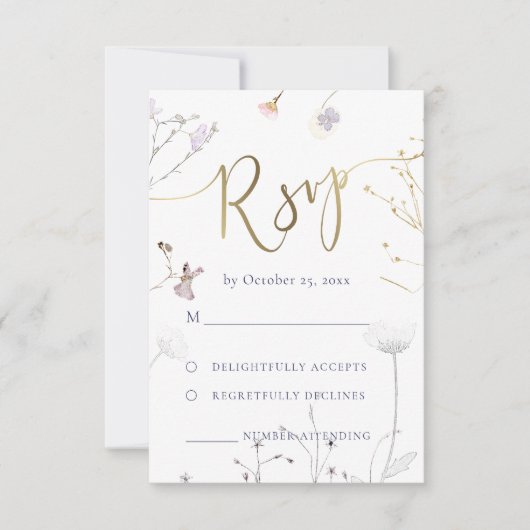 wildbloemen RSVP bruiloft Kaartje (Voorkant)